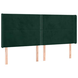 Κρεβάτι Boxspring με Στρώμα & LED Σκ. Πράσινο 180x200εκ Βελούδο