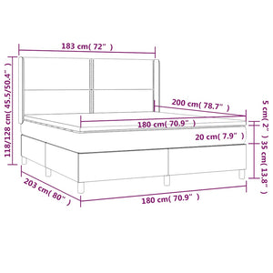 Κρεβάτι Boxspring με Στρώμα & LED Σκ. Πράσινο 180x200εκ Βελούδο