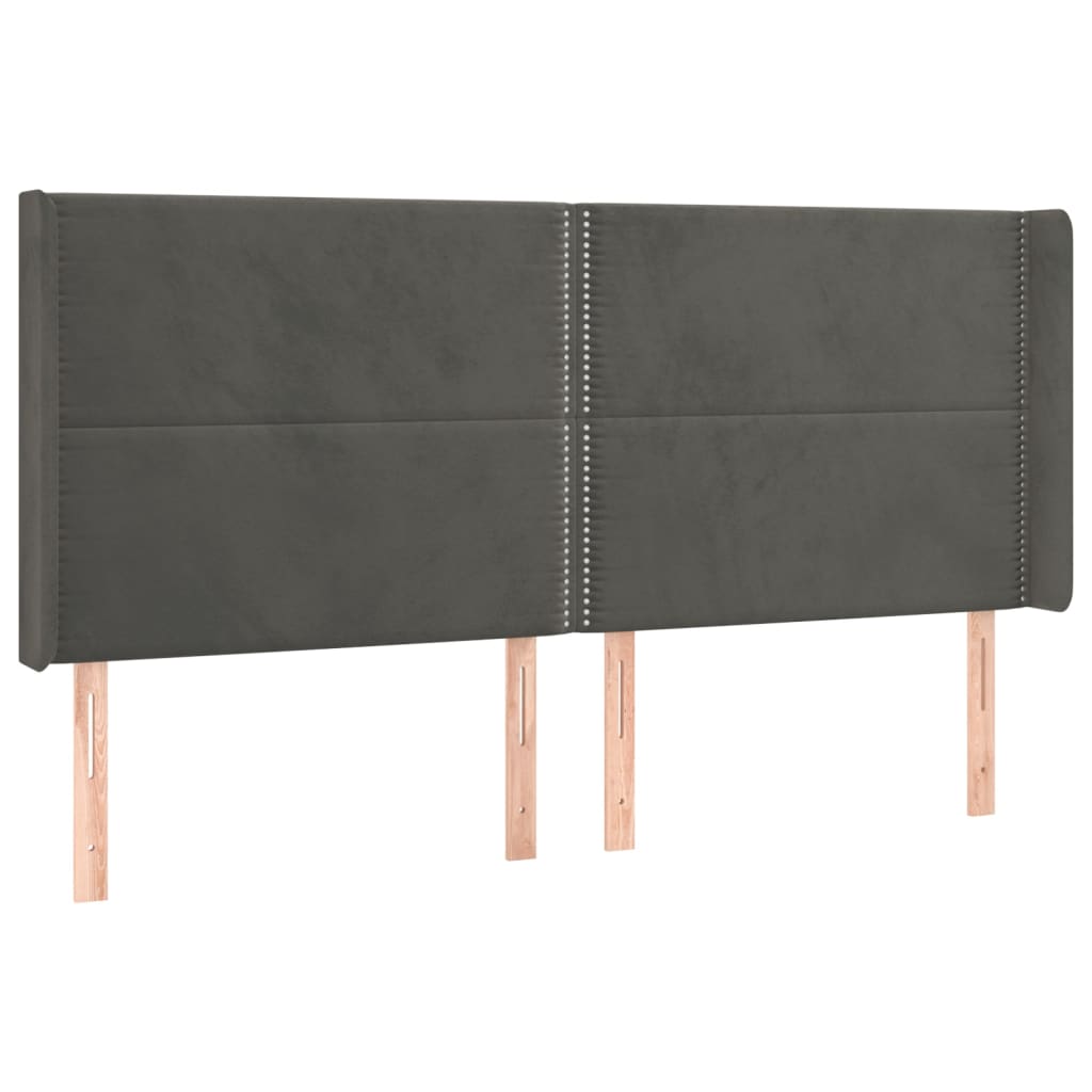 Κρεβάτι Boxspring με Στρώμα & LED Σκ. Γκρι 200x200εκ. Βελούδινο