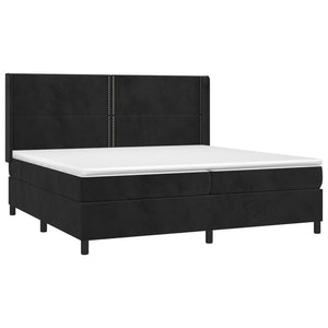 Κρεβάτι Boxspring με Στρώμα & LED Μαύρο 200x200 εκ. Βελούδινο - Pakobazaar