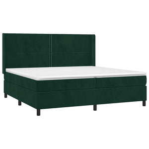 Κρεβάτι Boxspring με Στρώμα & LED Σκ. Πράσινο 200x200εκ Βελούδο - Pakobazaar