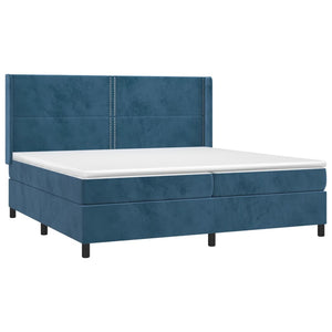 Κρεβάτι Boxspring με Στρώμα & LED Σκ. Μπλε 200x200εκ. Βελούδινο - Pakobazaar