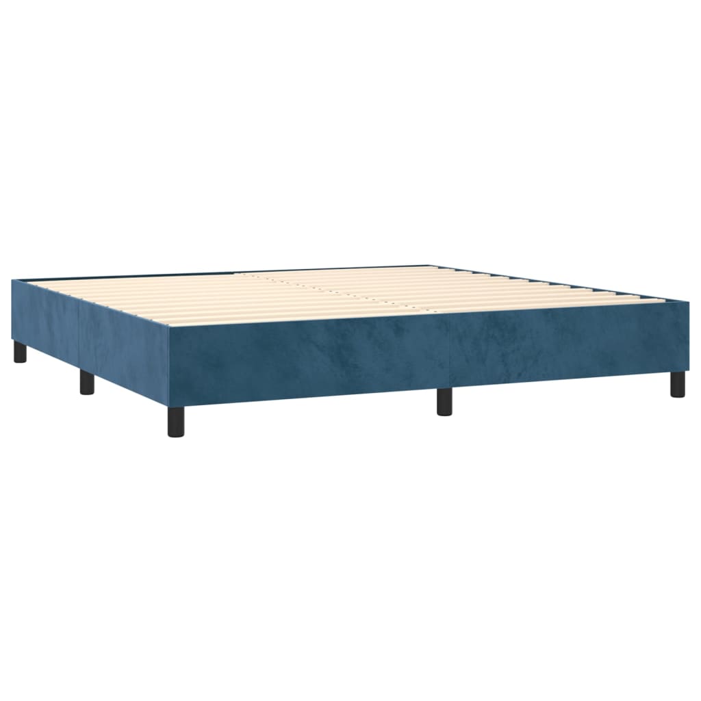 Κρεβάτι Boxspring με Στρώμα & LED Σκ. Μπλε 200x200εκ. Βελούδινο - Pakobazaar