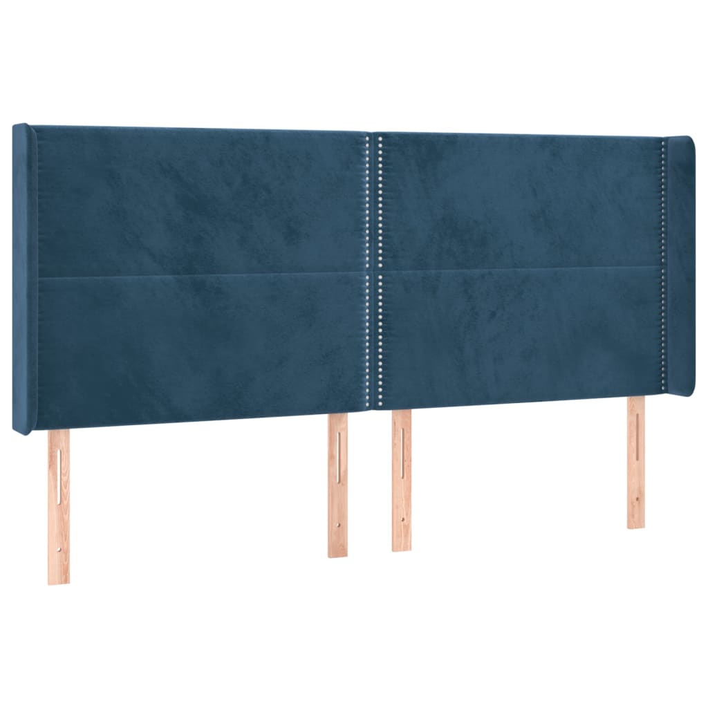 Κρεβάτι Boxspring με Στρώμα & LED Σκ. Μπλε 200x200εκ. Βελούδινο - Pakobazaar