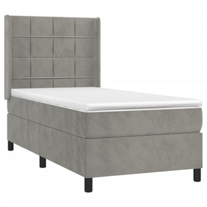 Κρεβάτι Boxspring με Στρώμα & LED Αν.Γκρι 80x200 εκ. Βελούδινο