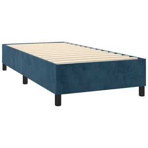 Κρεβάτι Boxspring με Στρώμα & LED Σκ. Μπλε 80x200 εκ. Βελούδινο - Pakobazaar