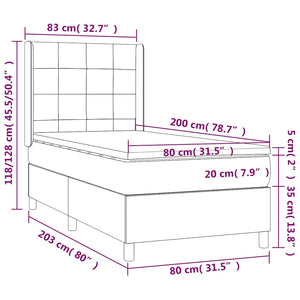 Κρεβάτι Boxspring με Στρώμα & LED Σκ. Μπλε 80x200 εκ. Βελούδινο - Pakobazaar
