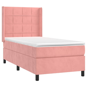 Κρεβάτι Boxspring με Στρώμα & LED Ροζ 80 x 200 εκ. Βελούδινο
