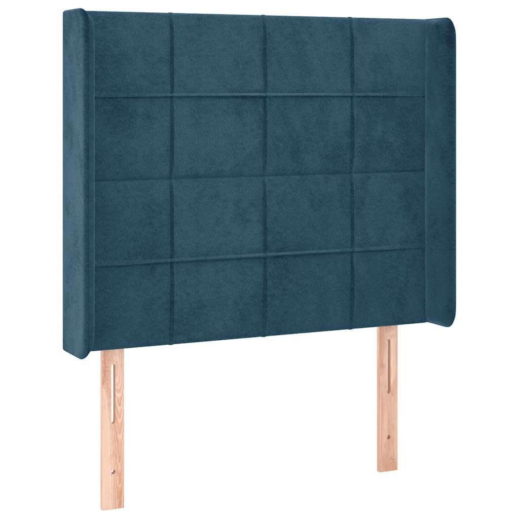 Κρεβάτι Boxspring με Στρώμα & LED Σκ. Μπλε 90x200 εκ. Βελούδινο - Pakobazaar