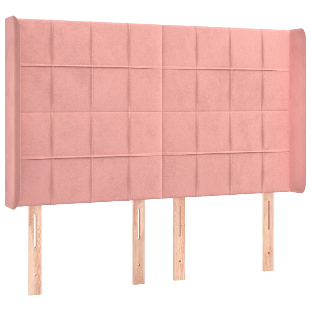 Κρεβάτι Boxspring με Στρώμα & LED Ροζ 140x190 εκ. Βελούδινο