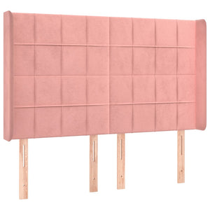 Κρεβάτι Boxspring με Στρώμα & LED Ροζ 140x190 εκ. Βελούδινο