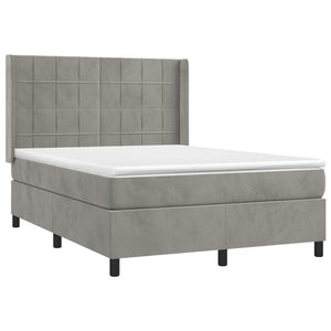 Κρεβάτι Boxspring με Στρώμα & LED Αν.Γκρι 140x200 εκ. Βελούδινο