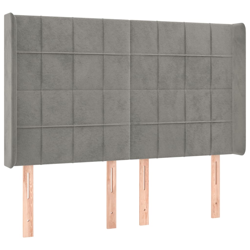 Κρεβάτι Boxspring με Στρώμα & LED Αν.Γκρι 140x200 εκ. Βελούδινο