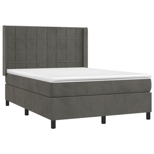 Κρεβάτι Boxspring με Στρώμα & LED Σκ. Γκρι 140x200εκ. Βελούδινο