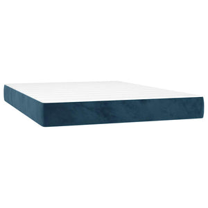 Κρεβάτι Boxspring με Στρώμα & LED Σκ. Μπλε 140x200εκ. Βελούδινο - Pakobazaar