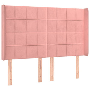 Κρεβάτι Boxspring με Στρώμα & LED Ροζ 140x200 εκ. Βελούδινο