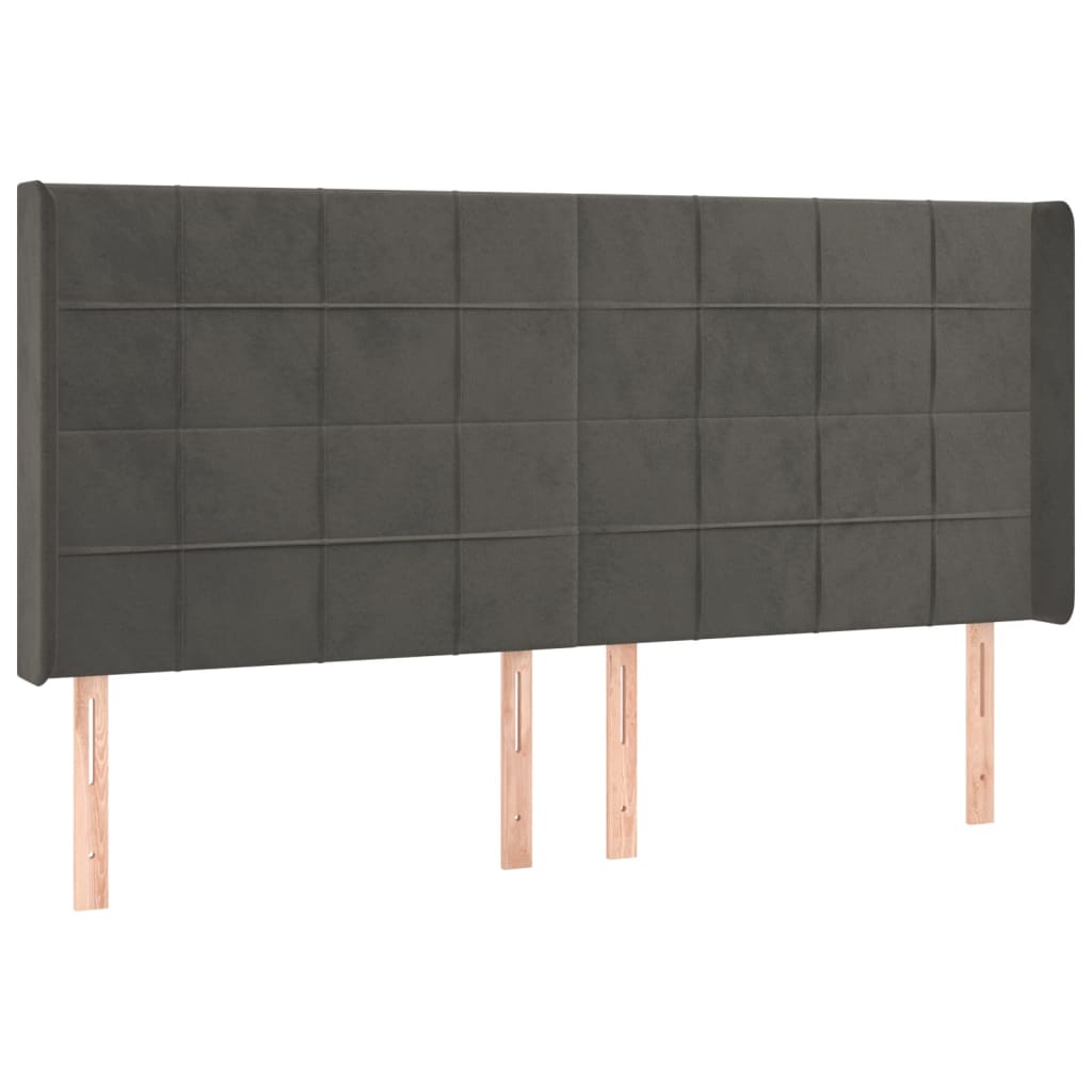Κρεβάτι Boxspring με Στρώμα & LED Σκ. Γκρι 160x200εκ. Βελούδινο