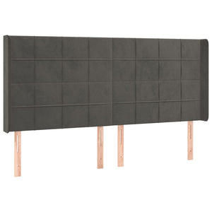 Κρεβάτι Boxspring με Στρώμα & LED Σκ. Γκρι 160x200εκ. Βελούδινο