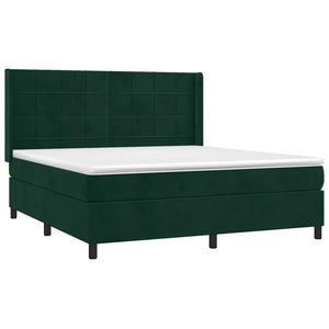 Κρεβάτι Boxspring με Στρώμα & LED Σκ. Πράσινο 160x200εκ Βελούδο - Pakobazaar