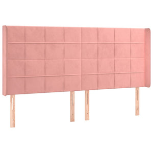 Κρεβάτι Boxspring με Στρώμα & LED Ροζ 160x200 εκ. Βελούδινο