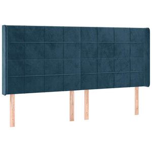 Κρεβάτι Boxspring με Στρώμα & LED Σκ. Μπλε 180x200εκ. Βελούδινο