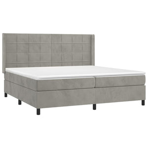 Κρεβάτι Boxspring με Στρώμα & LED Αν.Γκρι 200x200 εκ. Βελούδινο - Pakobazaar