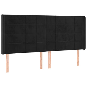 Κρεβάτι Boxspring με Στρώμα & LED Μαύρο 200x200 εκ. Βελούδινο - Pakobazaar