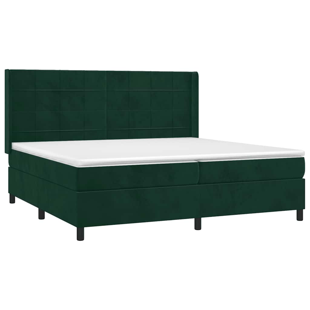 Κρεβάτι Boxspring με Στρώμα & LED Σκ. Πράσινο 200x200εκ Βελούδο - Pakobazaar