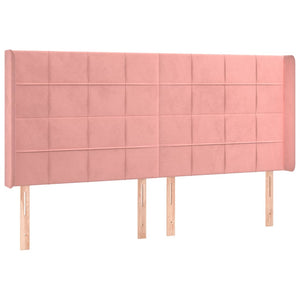 Κρεβάτι Boxspring με Στρώμα & LED Ροζ 200x200 εκ. Βελούδινο