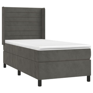 Κρεβάτι Boxspring με Στρώμα & LED Σκ. Γκρι 80x200 εκ. Βελούδινο