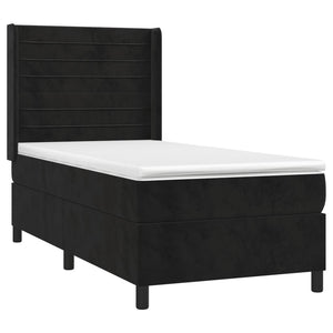Κρεβάτι Boxspring με Στρώμα & LED Μαύρο 90x190 εκ. Βελούδινο