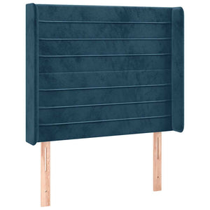 Κρεβάτι Boxspring με Στρώμα & LED Σκ. Μπλε 90x190 εκ. Βελούδινο - Pakobazaar