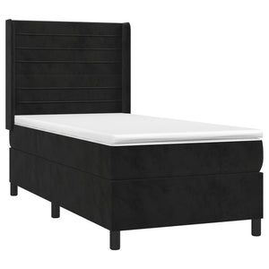 Κρεβάτι Boxspring με Στρώμα & LED Μαύρο 90x200 εκ. Βελούδινο