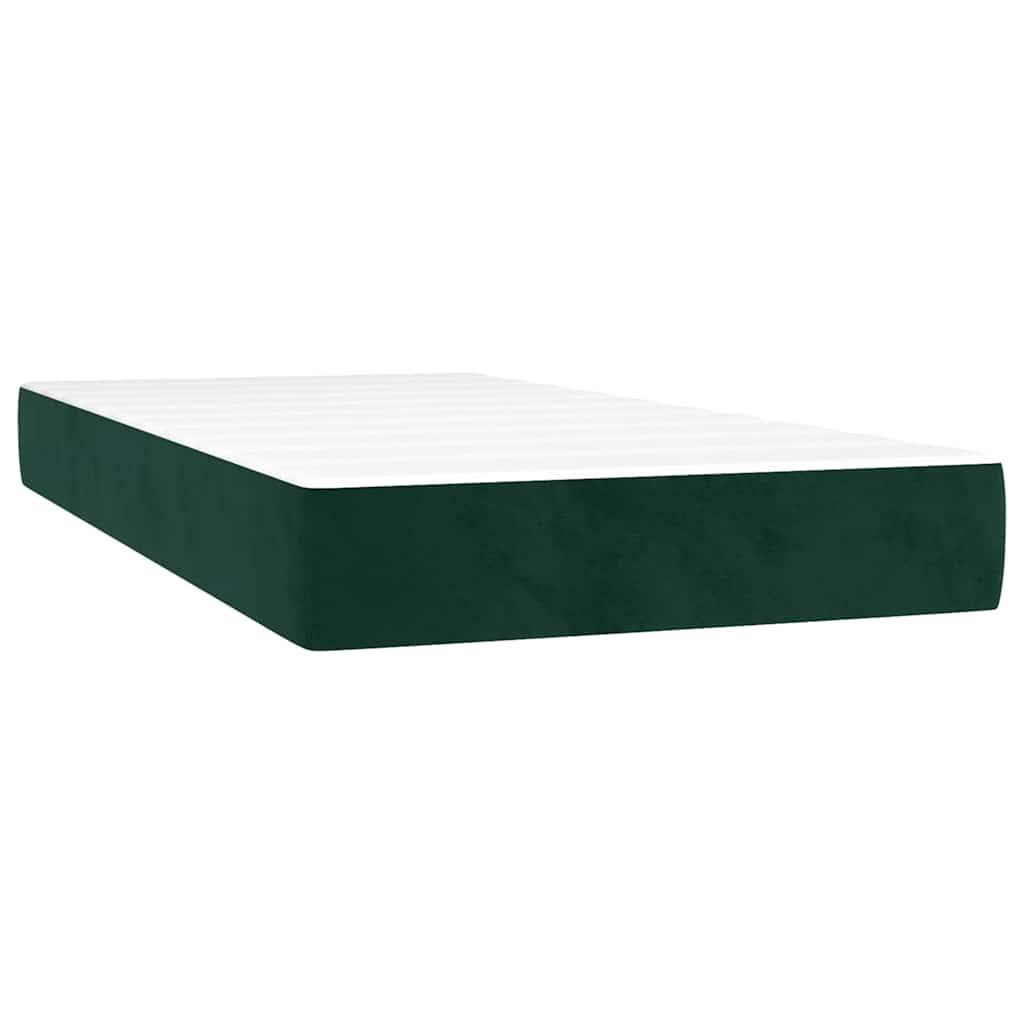 Κρεβάτι Boxspring με Στρώμα & LED Σκ. Πράσινο 90x200 εκ Βελούδο - Pakobazaar