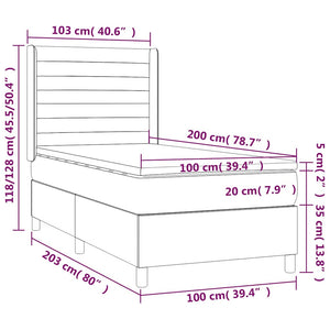 Κρεβάτι Boxspring με Στρώμα & LED Σκ. Πράσινο 100x200εκ Βελούδο - Pakobazaar