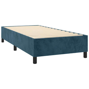 Κρεβάτι Boxspring με Στρώμα & LED Σκ. Μπλε 100x200εκ. Βελούδινο - Pakobazaar