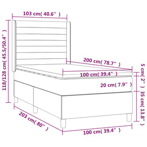 Κρεβάτι Boxspring με Στρώμα & LED Ροζ 100x200 εκ. Βελούδινο