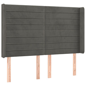 Κρεβάτι Boxspring με Στρώμα & LED Σκ. Γκρι 140x190εκ. Βελούδινο