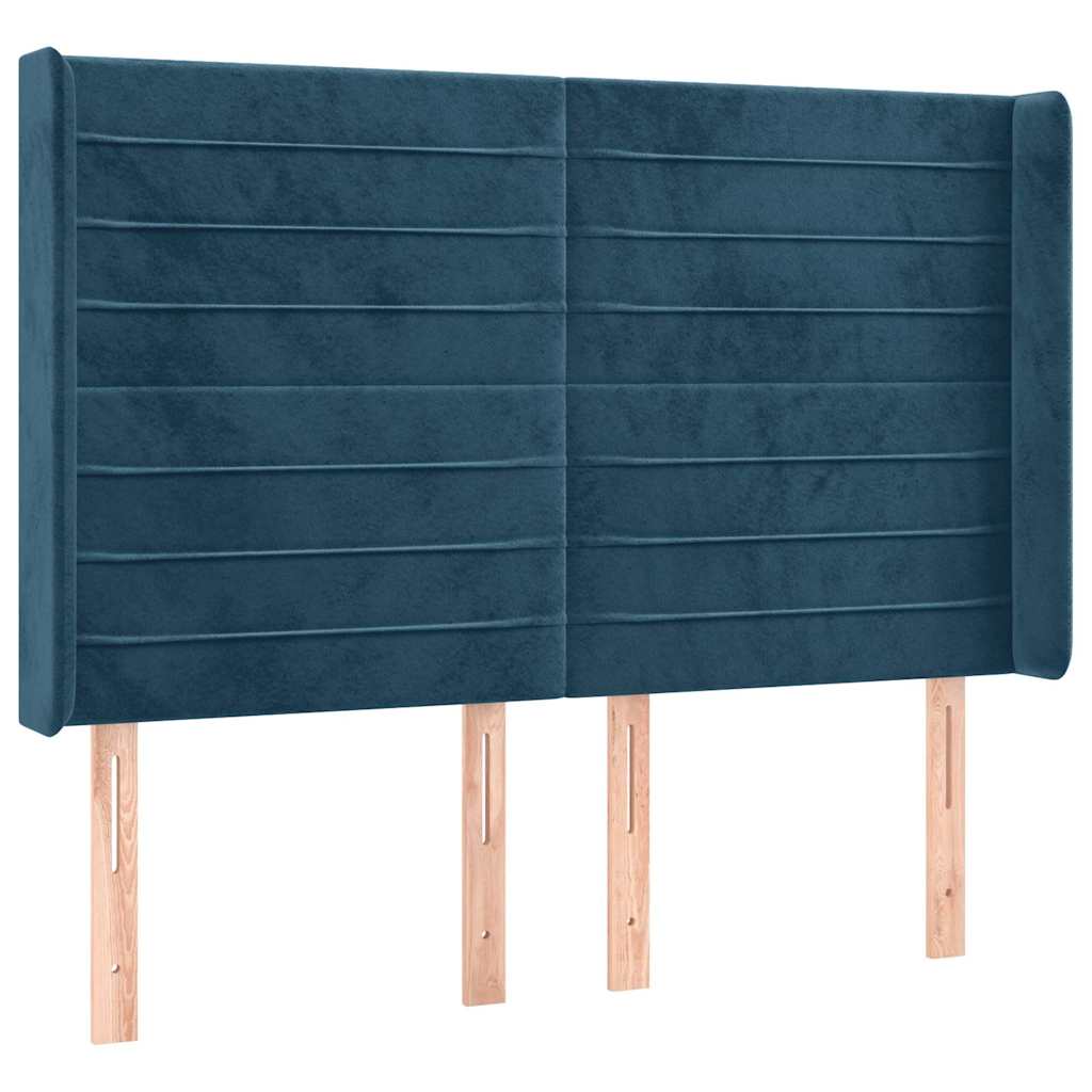 Κρεβάτι Boxspring με Στρώμα & LED Σκ. Μπλε 140x190εκ. Βελούδινο - Pakobazaar