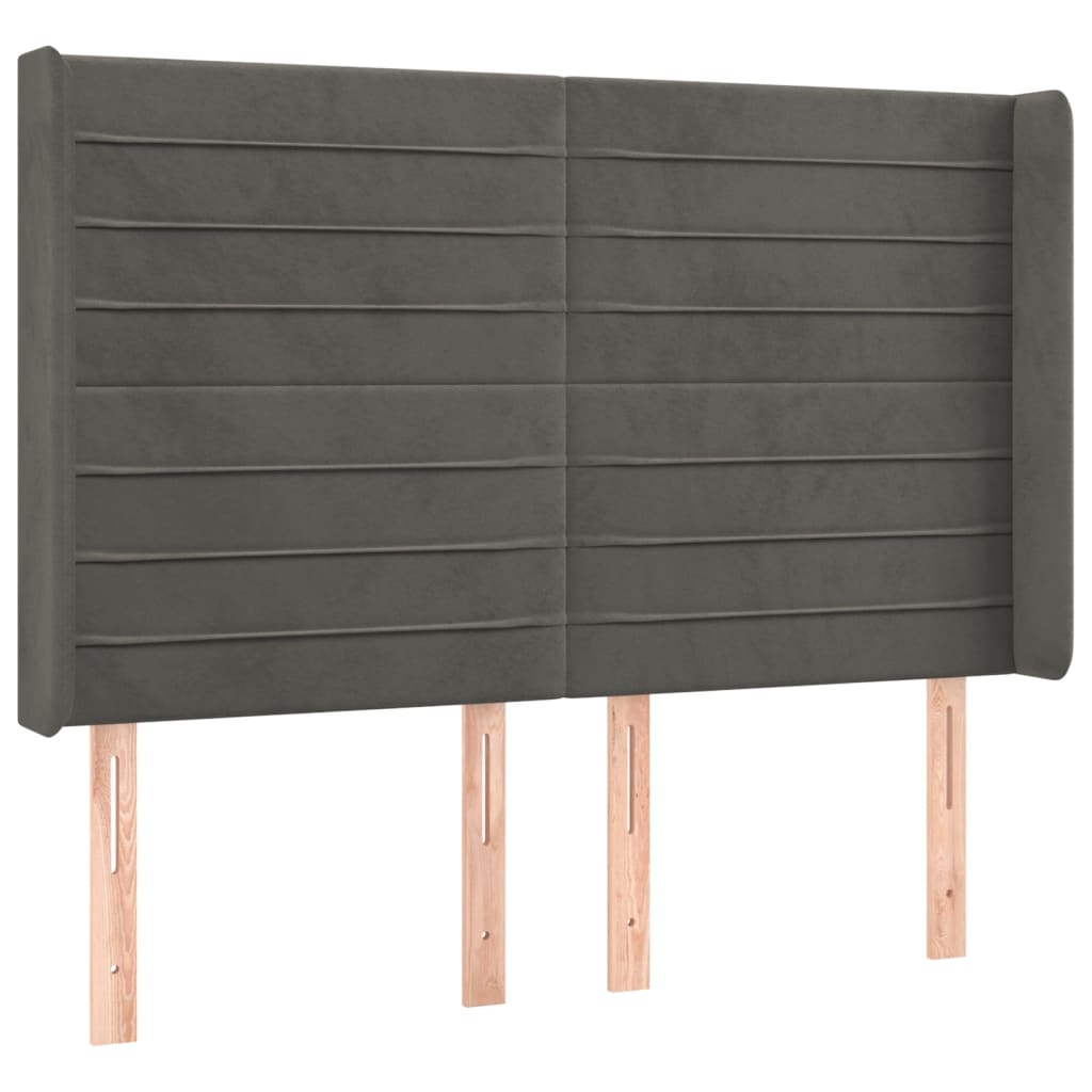 Κρεβάτι Boxspring με Στρώμα & LED Σκ. Γκρι 140x200εκ. Βελούδινο
