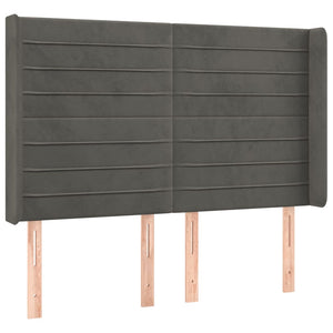 Κρεβάτι Boxspring με Στρώμα & LED Σκ. Γκρι 140x200εκ. Βελούδινο