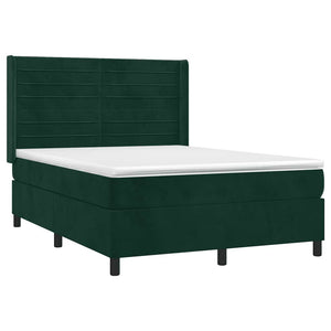 Κρεβάτι Boxspring με Στρώμα & LED Σκ. Πράσινο 140x200εκ Βελούδο - Pakobazaar