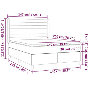 Κρεβάτι Boxspring με Στρώμα & LED Σκ. Μπλε 140x200εκ. Βελούδινο - Pakobazaar
