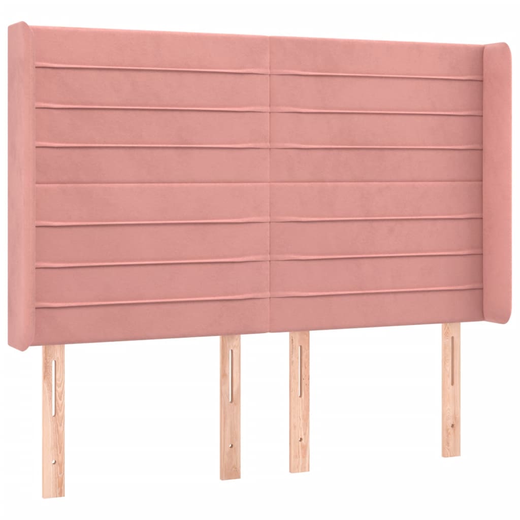 Κρεβάτι Boxspring με Στρώμα & LED Ροζ 140x200 εκ. Βελούδινο