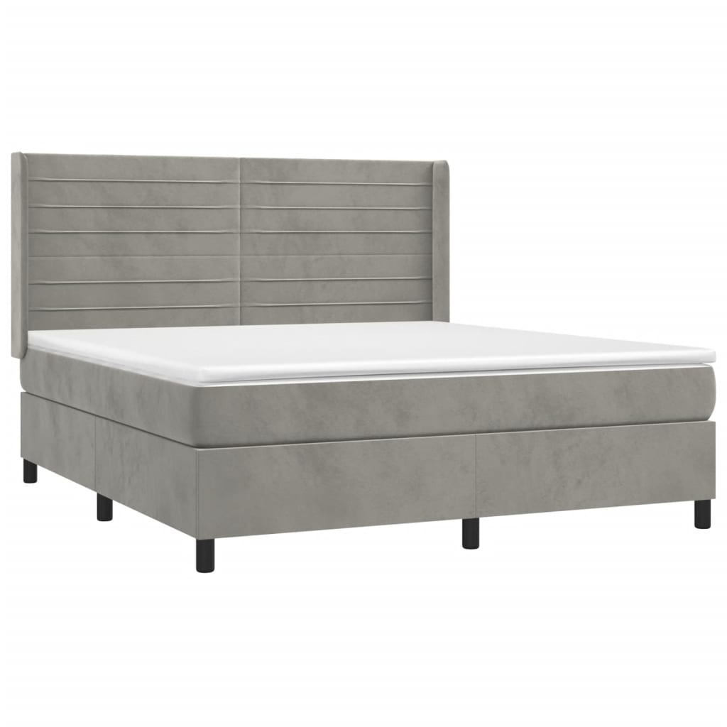 Κρεβάτι Boxspring με Στρώμα & LED Αν.Γκρι 160x200 εκ. Βελούδινο