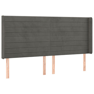 Κρεβάτι Boxspring με Στρώμα & LED Σκ. Γκρι 160x200εκ. Βελούδινο
