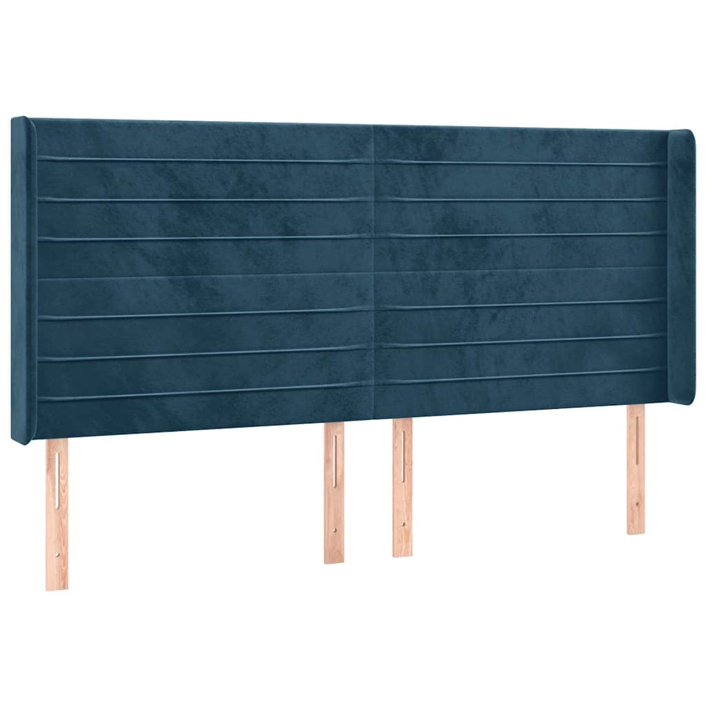 Κρεβάτι Boxspring με Στρώμα & LED Σκ. Μπλε 160x200εκ. Βελούδινο - Pakobazaar