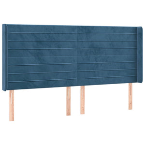 Κρεβάτι Boxspring με Στρώμα & LED Σκ. Μπλε 200x200εκ. Βελούδινο - Pakobazaar