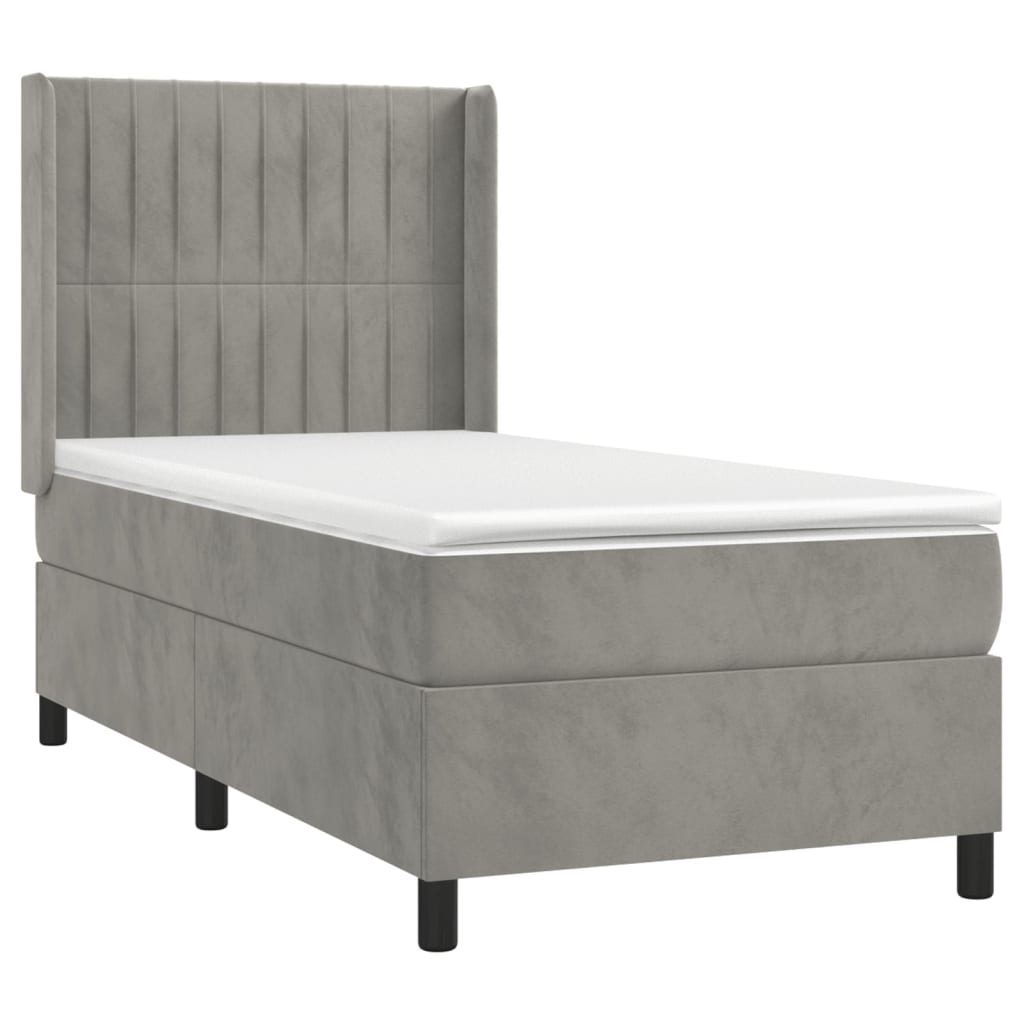Κρεβάτι Boxspring με Στρώμα & LED Αν.Γκρι 80x200 εκ. Βελούδινο