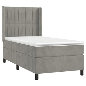 Κρεβάτι Boxspring με Στρώμα & LED Αν.Γκρι 80x200 εκ. Βελούδινο